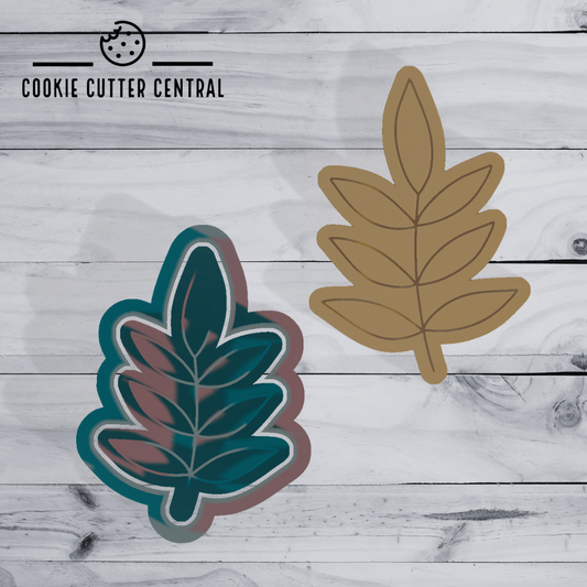 Leaf Stem Cookie Cutter and Embosser 6.5cm x 4.5cm