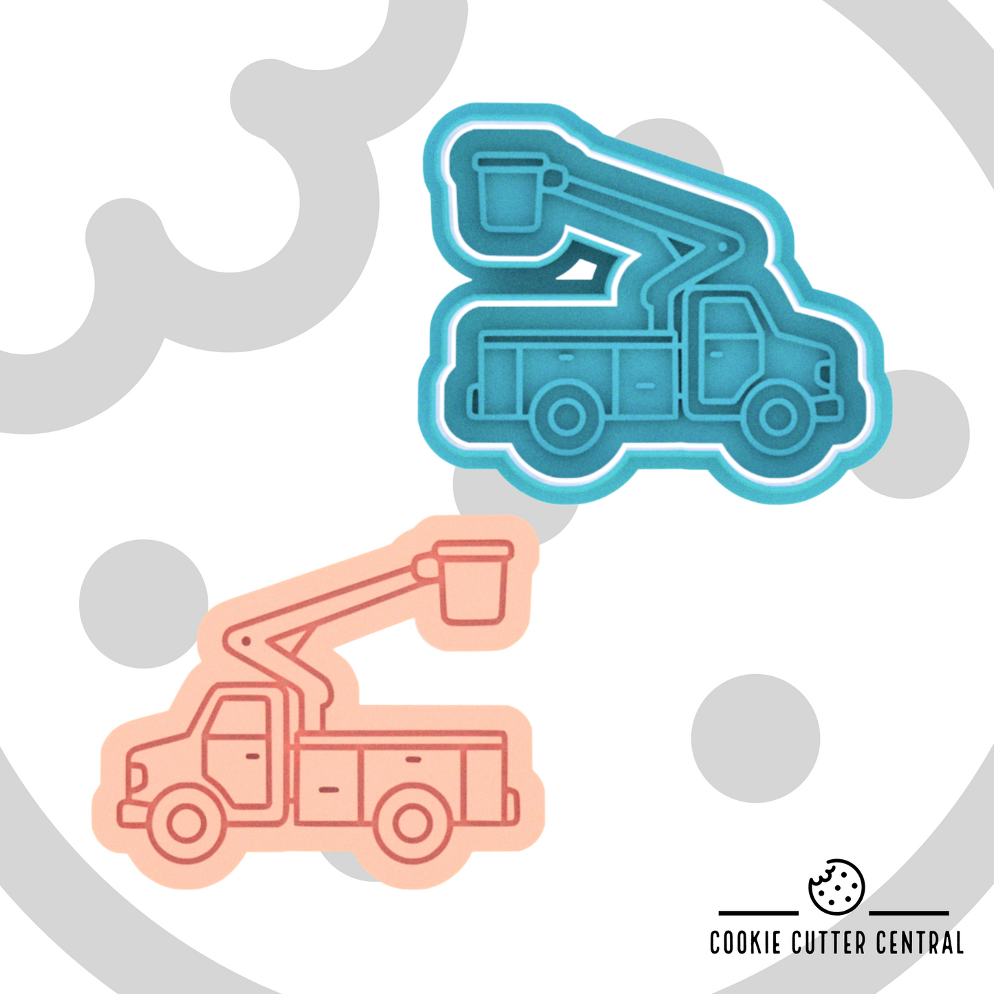 Linesman Bucket Truck Cookie Cutter and Embosser - 6.5cm x 7.8cm