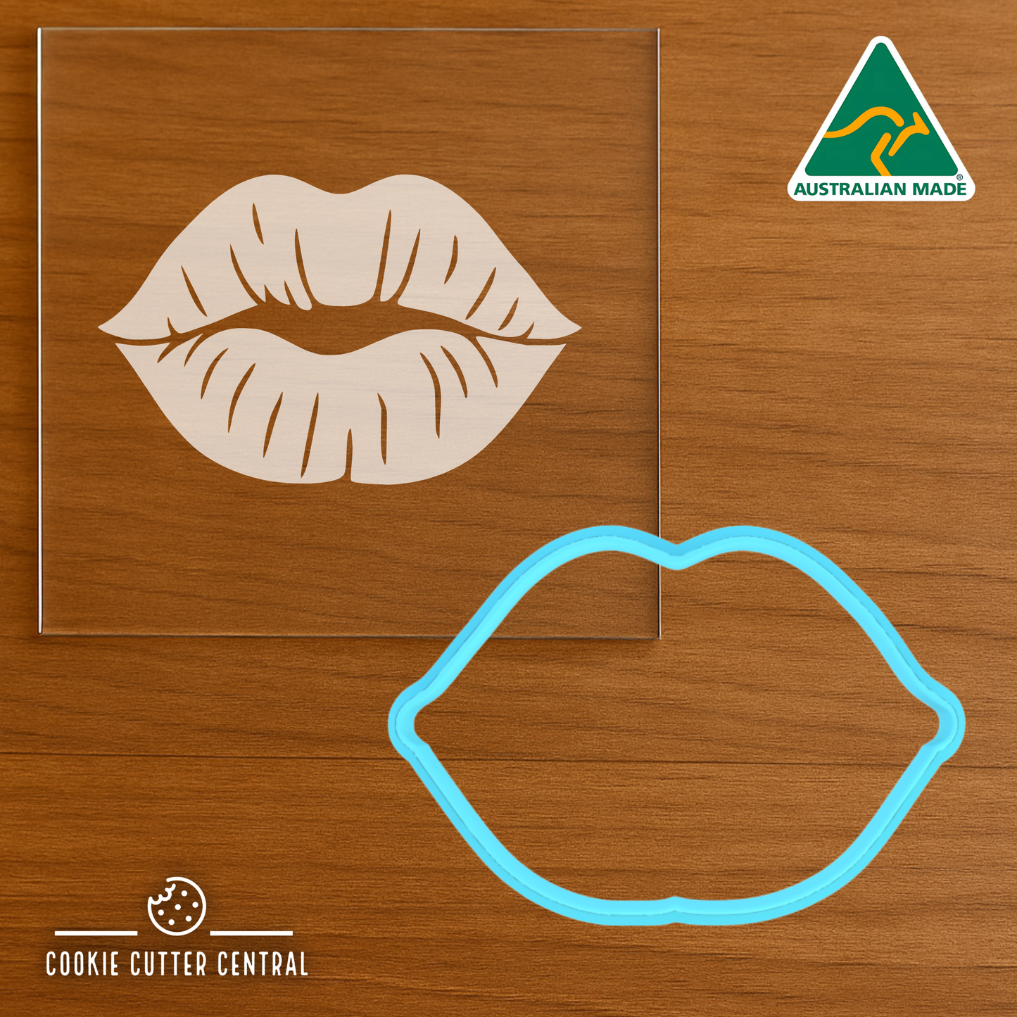 Lips Cookie Cutter and Acrylic Debosser - 5.7cm x 8.5cm