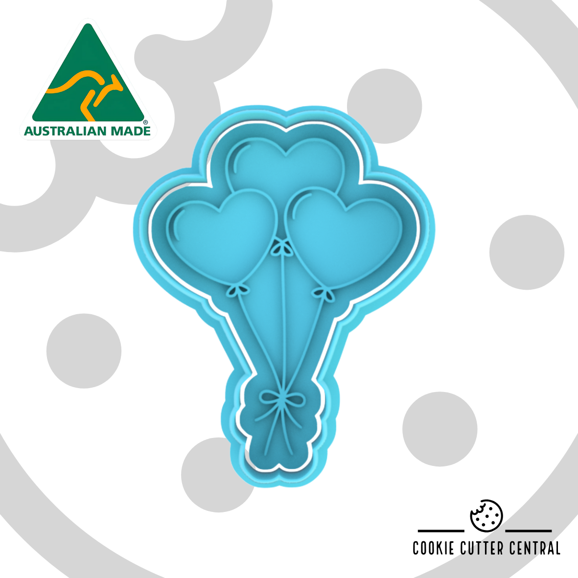 Love Heart Balloons Cookie Cutter and Embosser - 9cm x 6.9cm