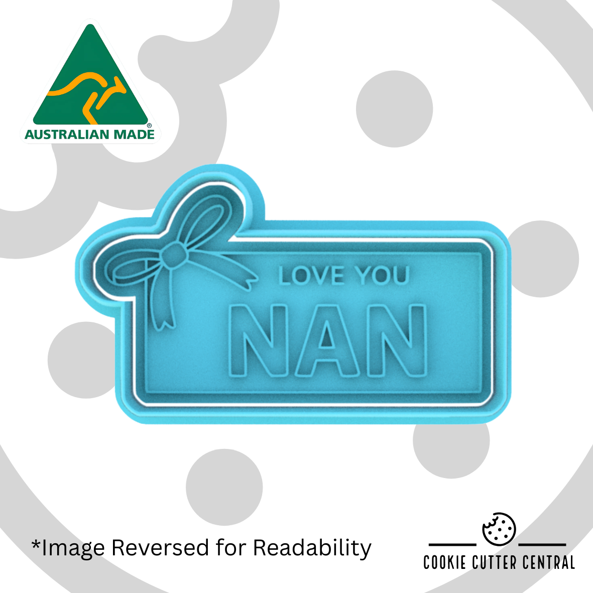 Nan with Bow Cookie Cutter and Embosser - 5cm x 9cm