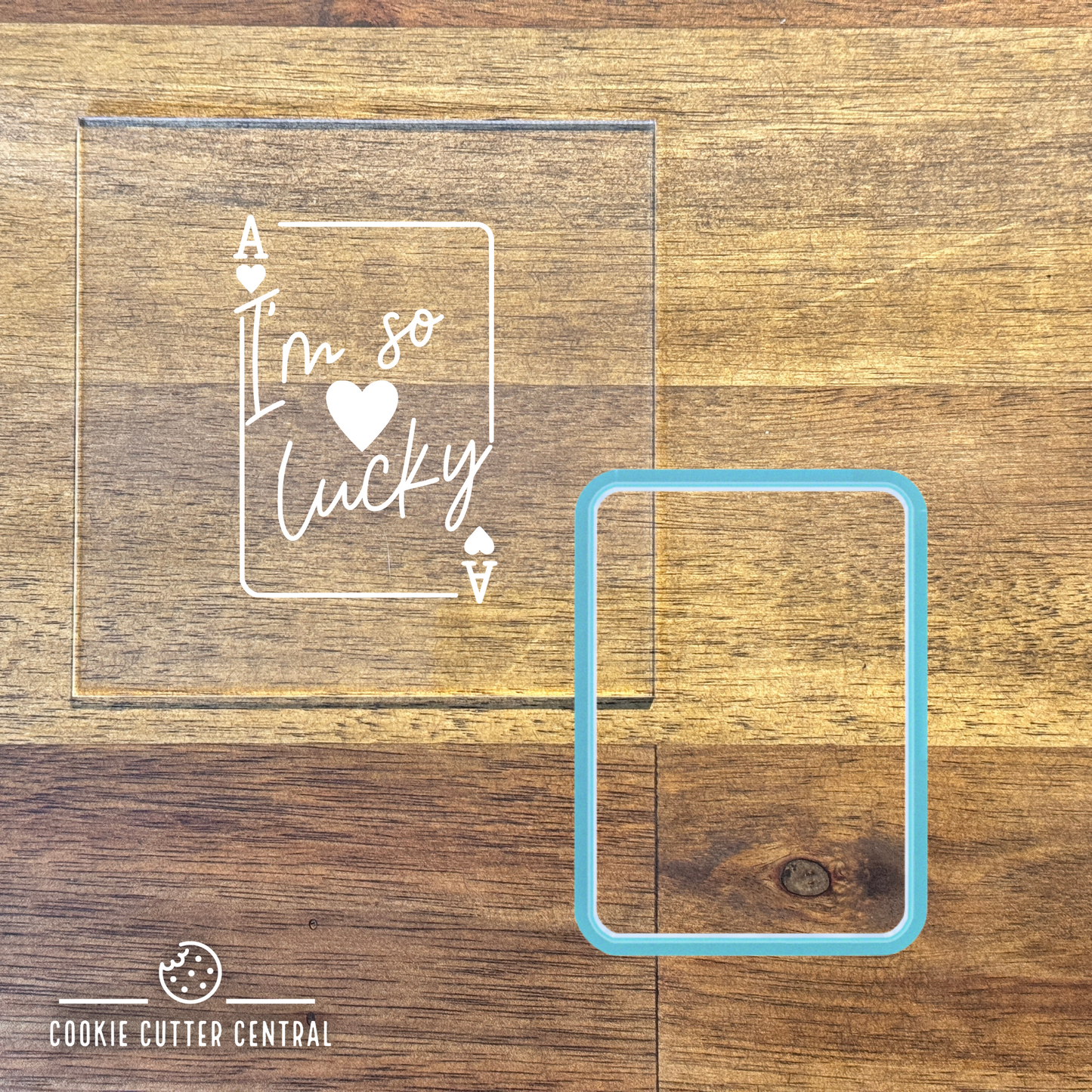 Lucky Ace (I'm so Lucky) Cookie Cutter and Acrylic Debosser - 8cm x 5.6cm