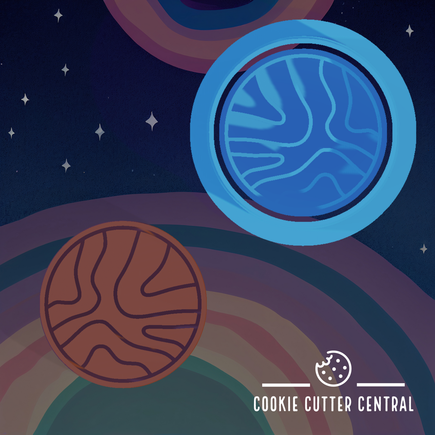 Mini Mars Cookie Cutter and Embosser - 3cm Round