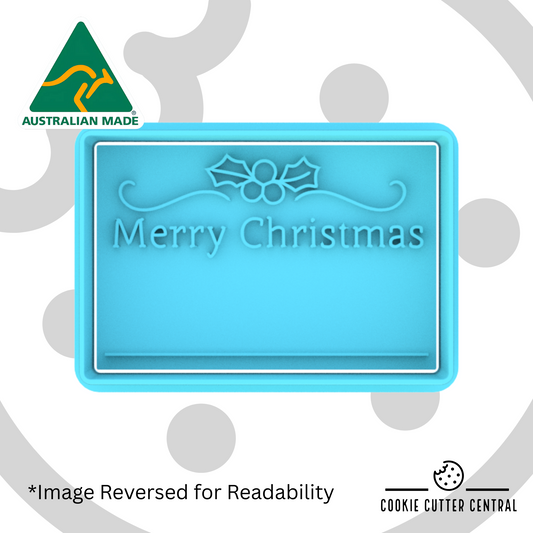 Merry Christmas Placecard Cookie Cutter and Embosser - 4.8cm x 7cm
