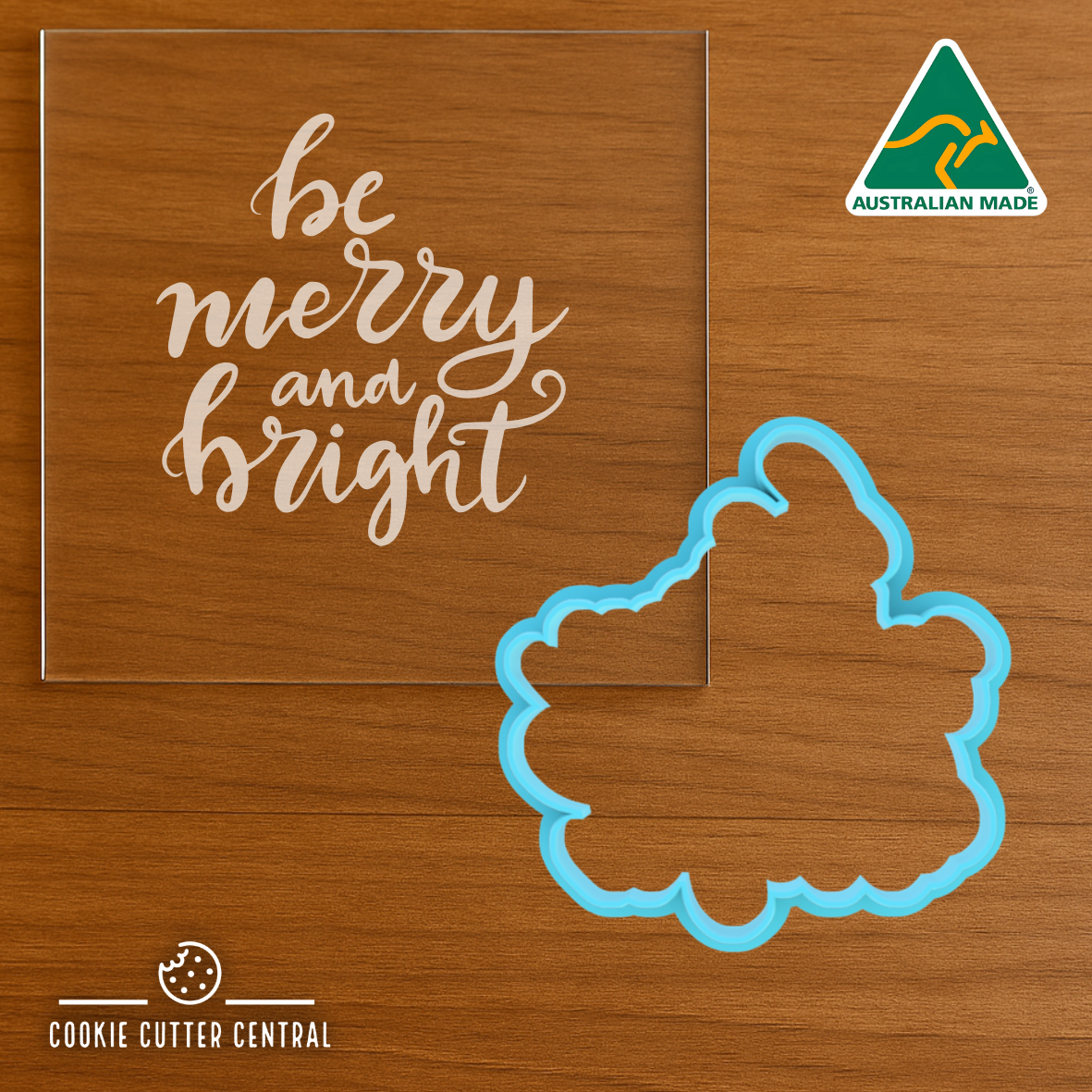 Merry and Bright Cookie Cutter and Acrylic Debosser - 7.8cm x 7.5cm