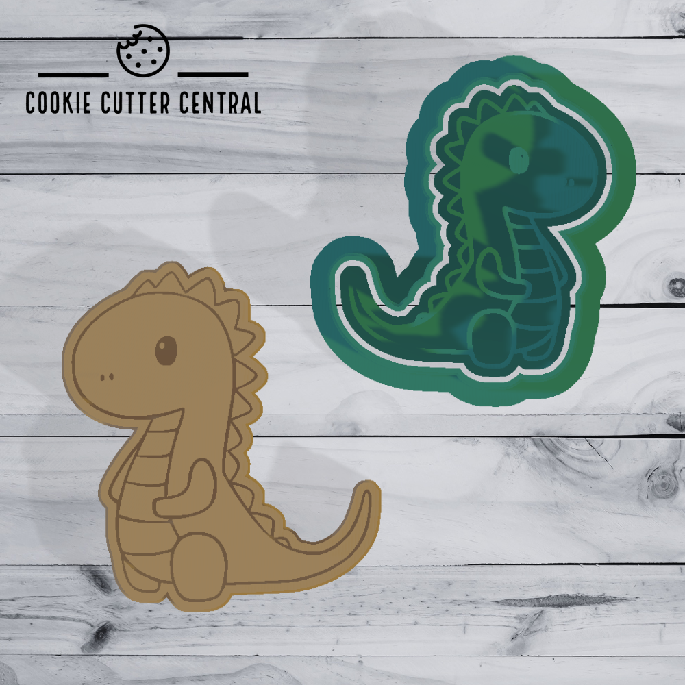 Mini Dinosaur (Design 1) Cookie Cutter and Embosser - 5cm x 4.6cm