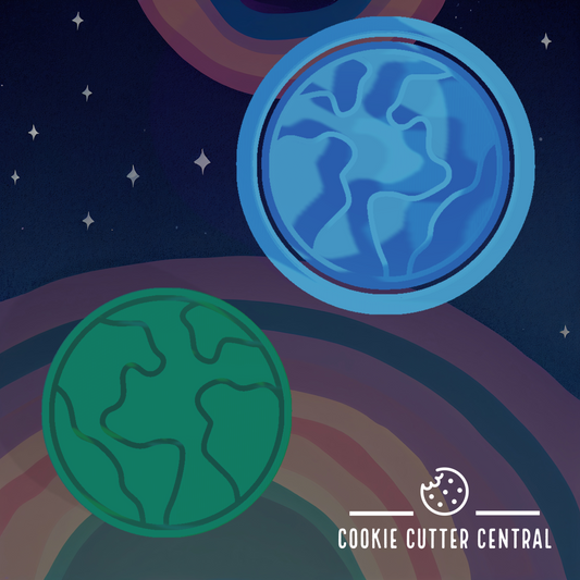Mini Earth Cookie Cutter and Embosser - 5cm Round