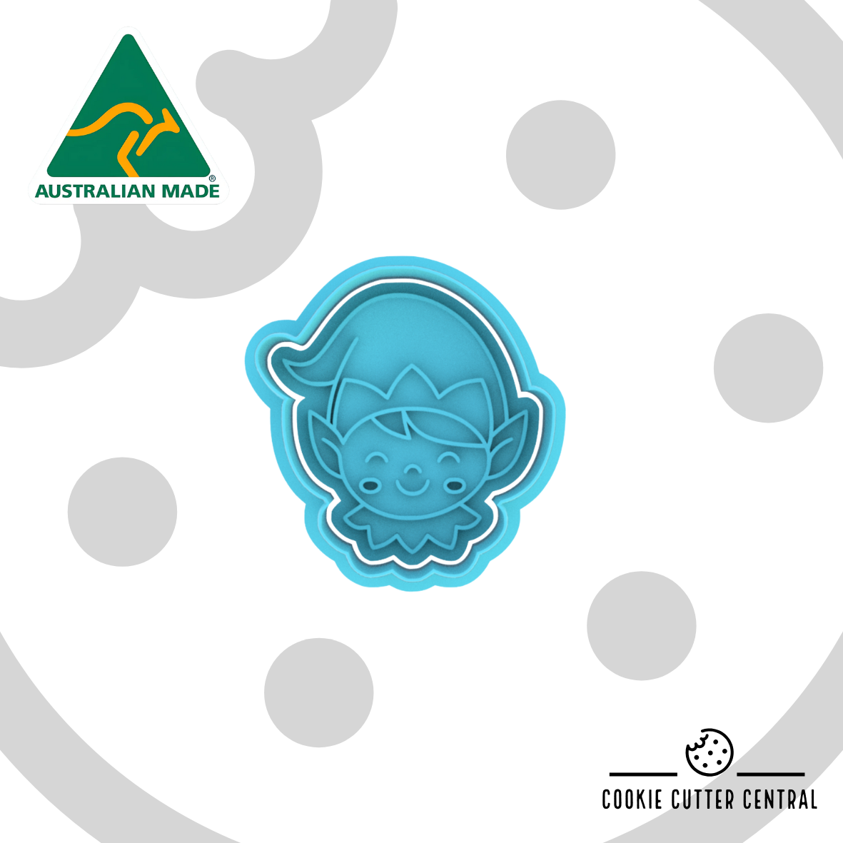 Mini Elf Cookie Cutter and Embosser - 5.2cm x 4.9cm