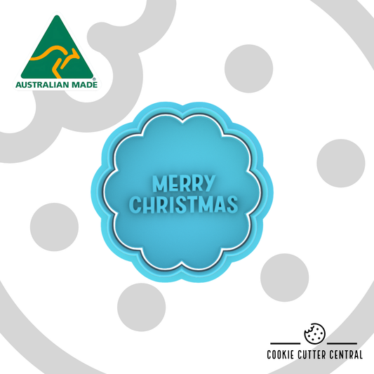 Mini Merry Christmas Cookie Cutter and Embosser - 5cm