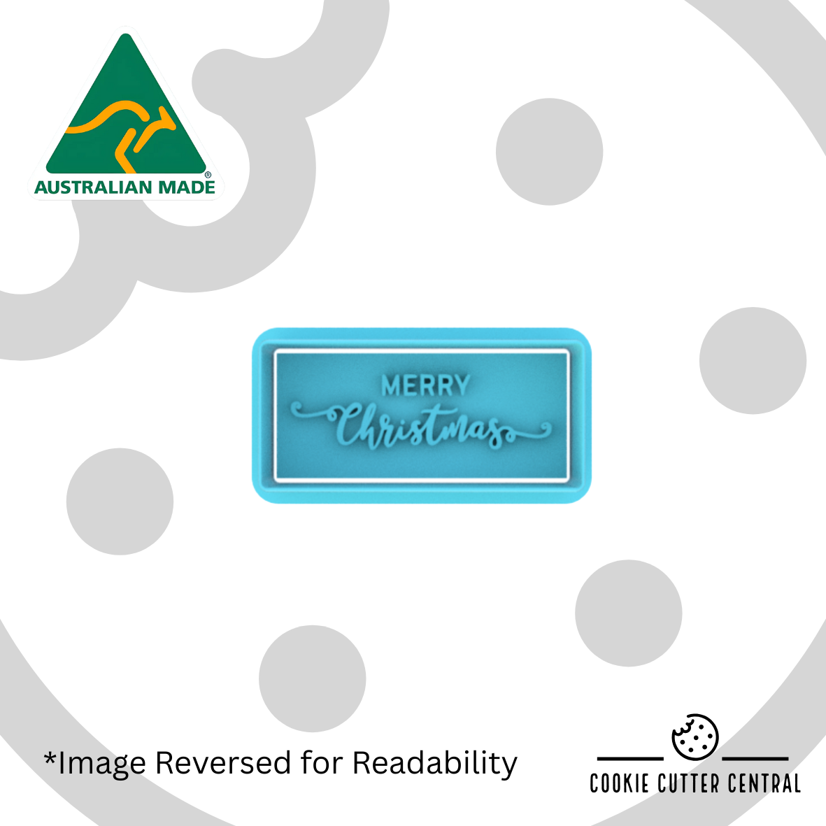 Mini Merry Christmas Rectangle Cookie Cutter and Embosser - 2.4cm x 5.5cm