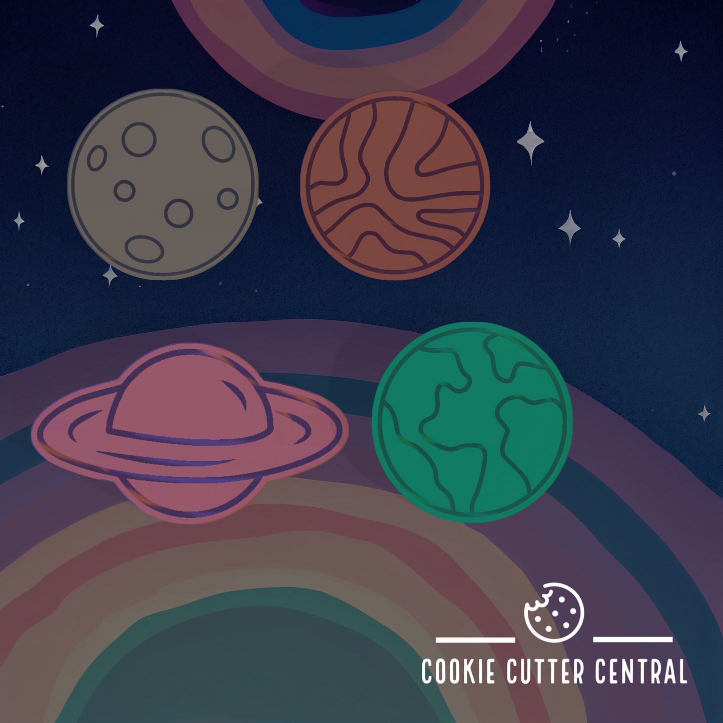 Mini Planets Cookie Cutter and Embosser Set
