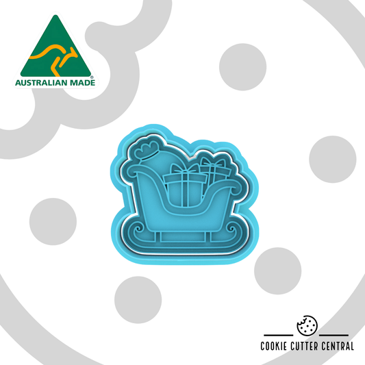 Mini Santa Sleigh Cookie Cutter and Embosser - 4.7cm x 5cm