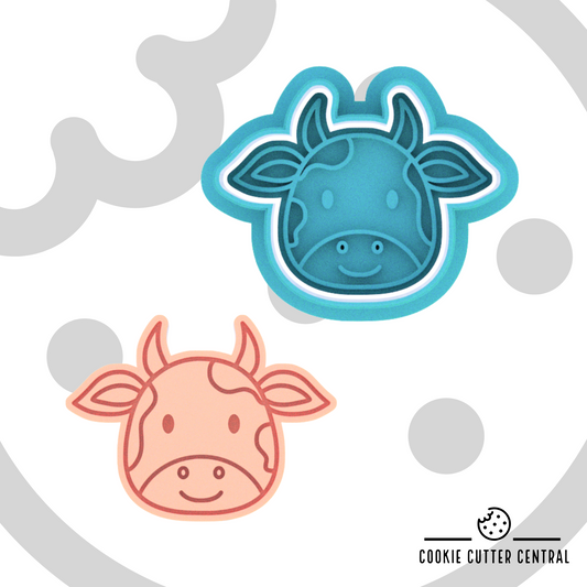 Mini Cow Head Cookie Cutter and Embosser - 3.8cm x 5cm