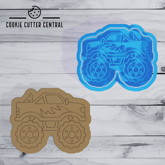 Monster Truck (Design 1) Cookie Cutter and Embosser - 6.5cm x 8.1cm