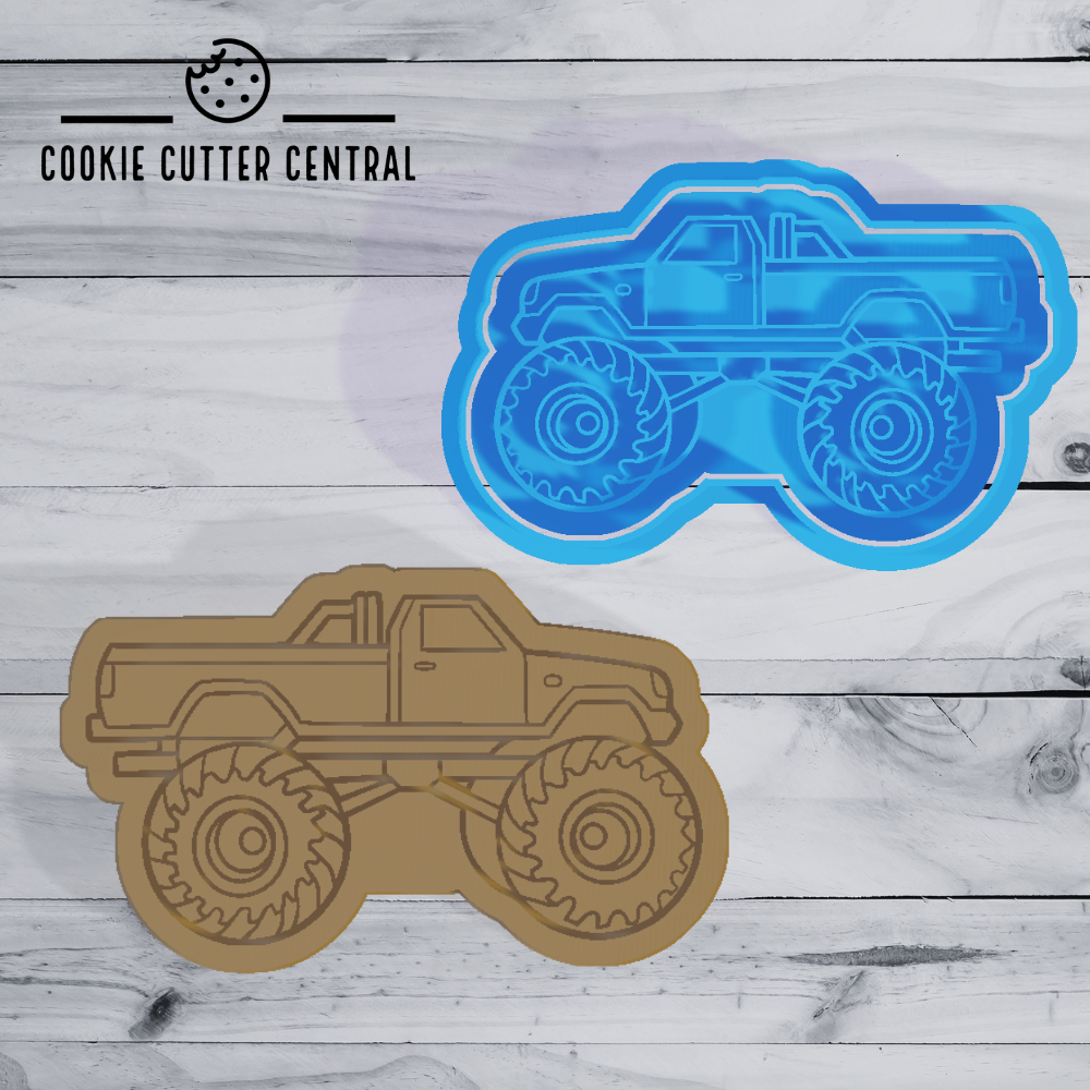 Monster Truck (Design 2) Cookie Cutter and Embosser - 6cm x 9.8cm
