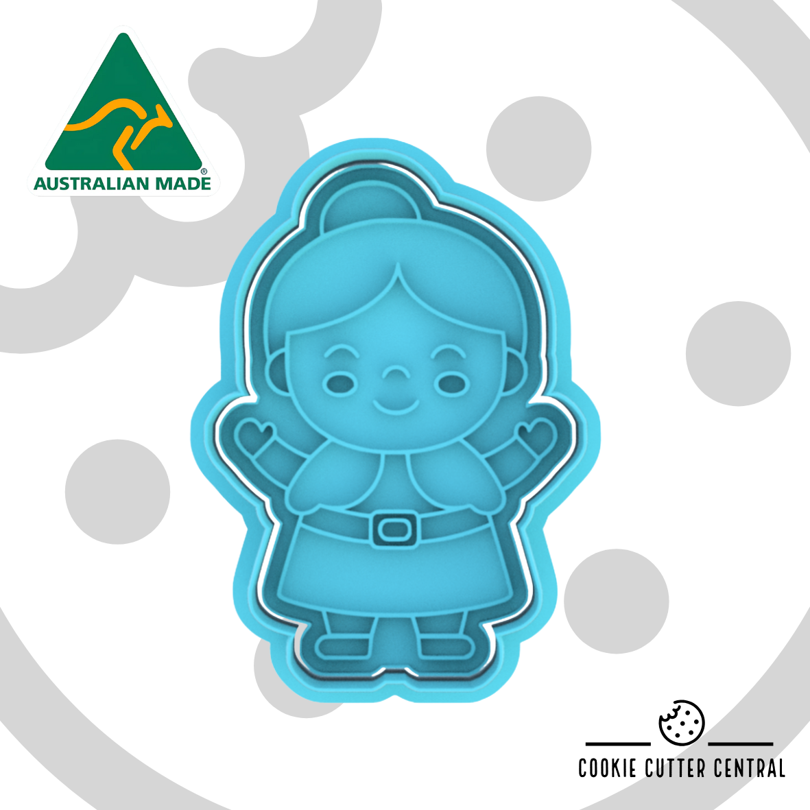 Mrs Claus Cookie Cutter and Embosser - 8.2cm x 5.7cm