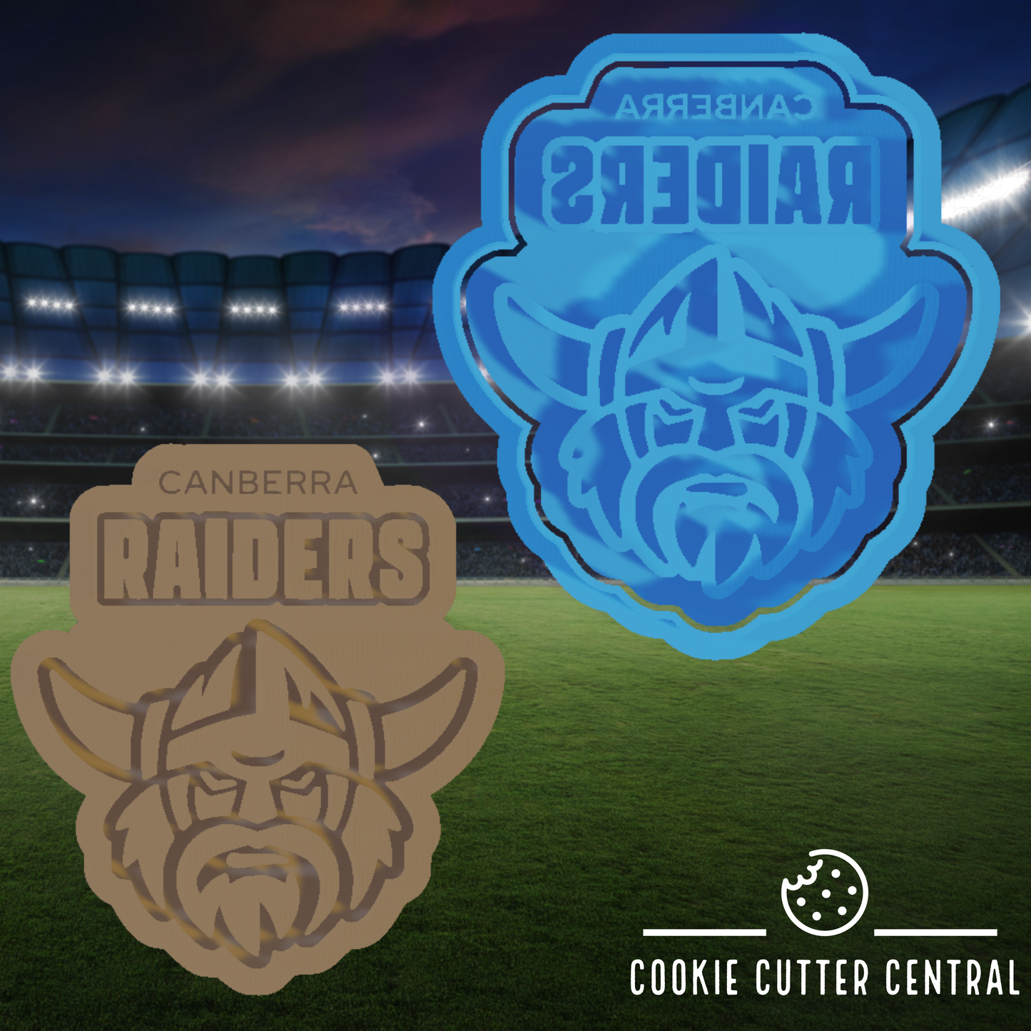 NRL Canberra Raiders Cookie Cutter and Embosser - 8.3cm x 7.4cm