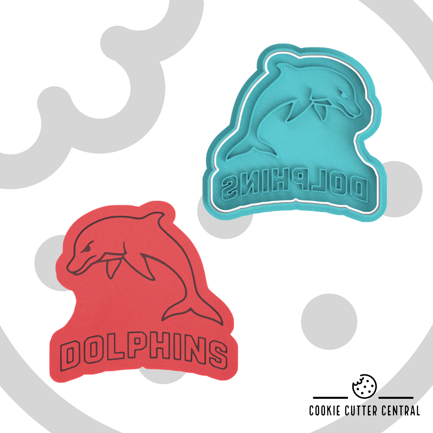 NRL Dolphins Logo Cookie Cutter and Embosser - 7.6cm x 7.9cm