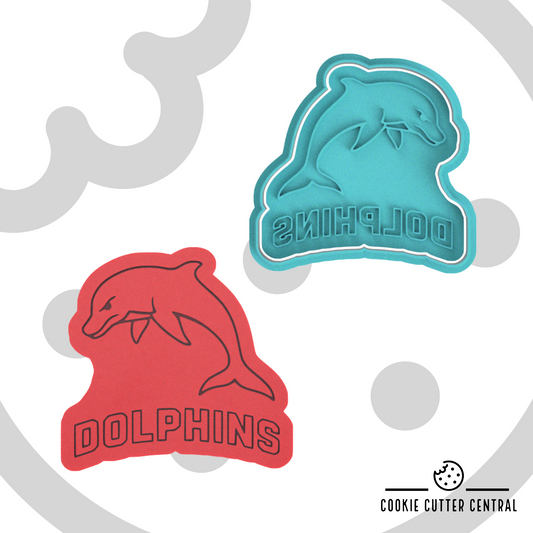 NRL Dolphins Logo Cookie Cutter and Embosser - 7.6cm x 7.9cm