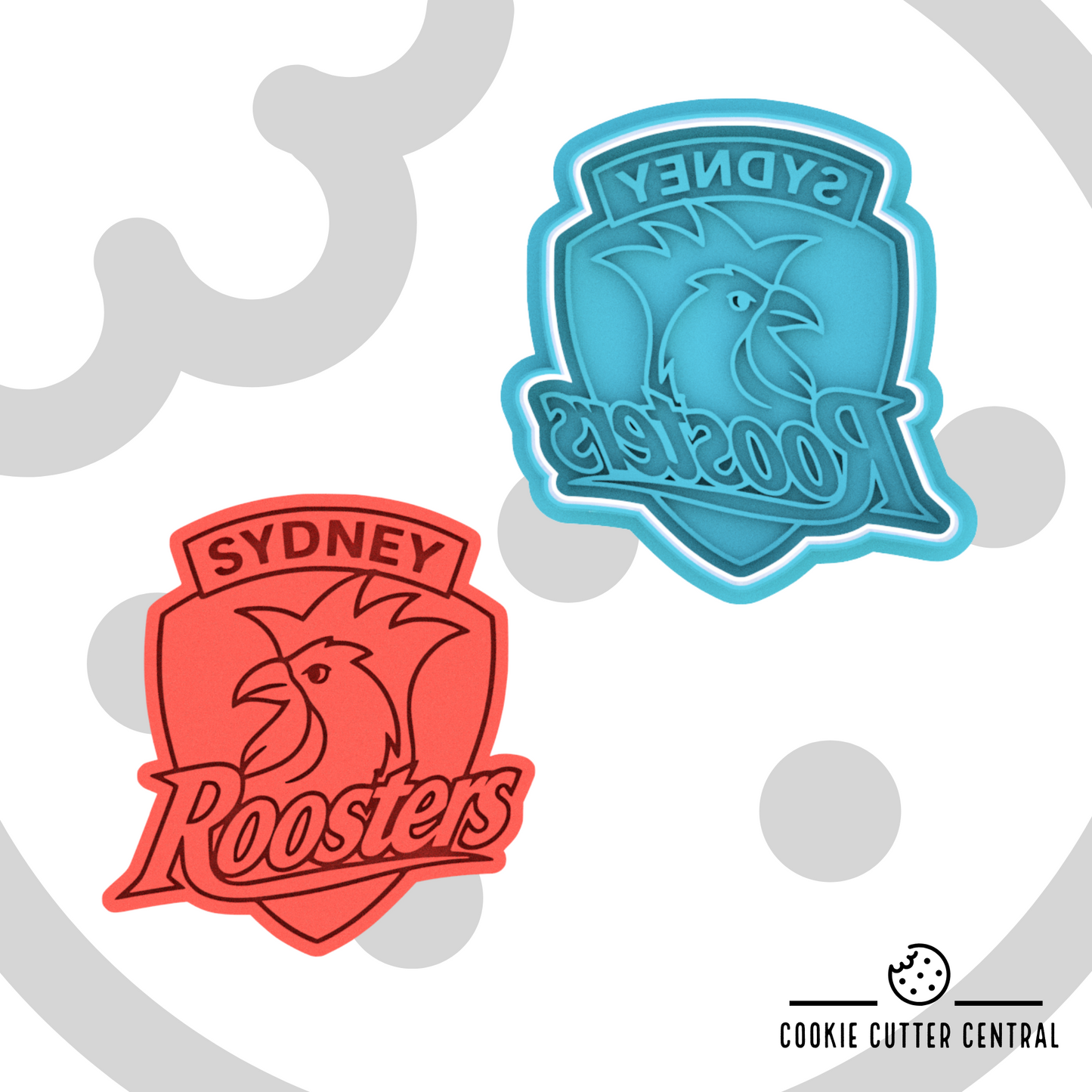 NRL Sydney Roosters Logo Cookie Cutter and Embosser - 8.1cm x 7.6cm