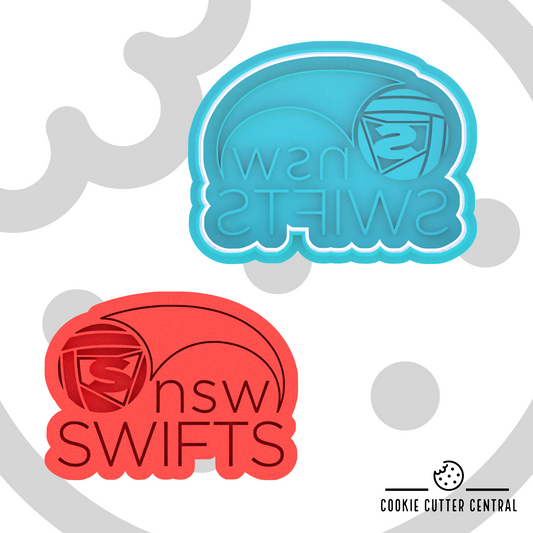 NSW Swifts Netball Team Cookie Cutter and Embosser - 6.1cm x 8.2cm