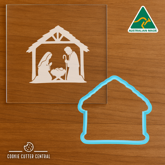 Nativity Scene Cookie Cutter and Acrylic Debosser - 6.5cm x 7cm
