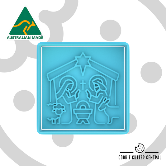 Nativity Scene Cookie Cutter and Embosser - 7.5cm Square