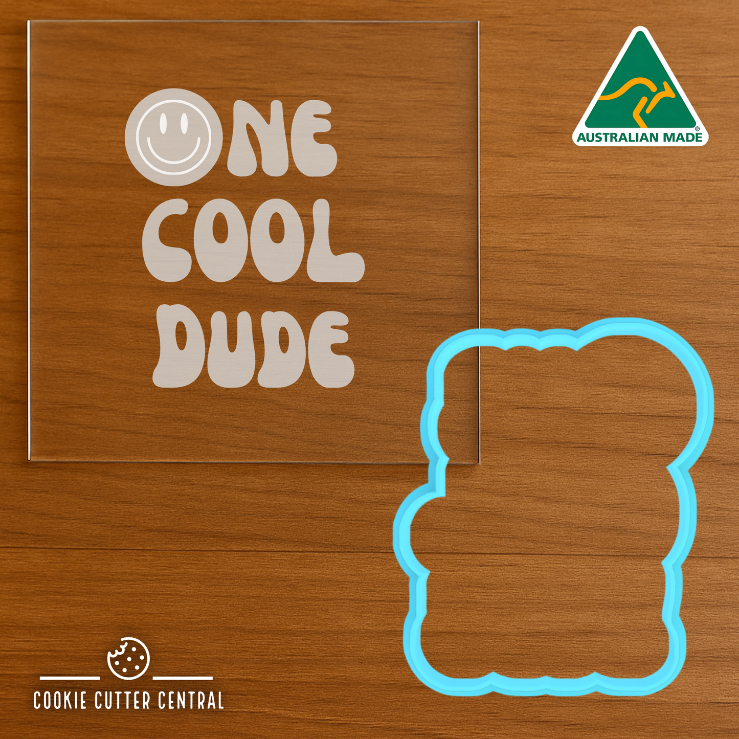 One Cool Dude Cookie Cutter and Acrylic Debosser - 8.1cm x 6.7cm