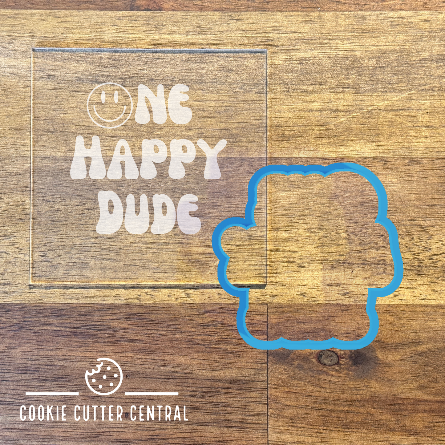 One Happy Dude Cookie Cutter and Acrylic Debosser - 7.5cm x 7.7cm
