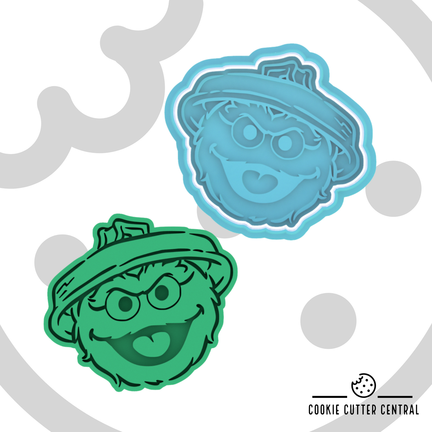 Oscar the Grouch Cookie Cutter and Embosser - 6.5cm x 7.1cm