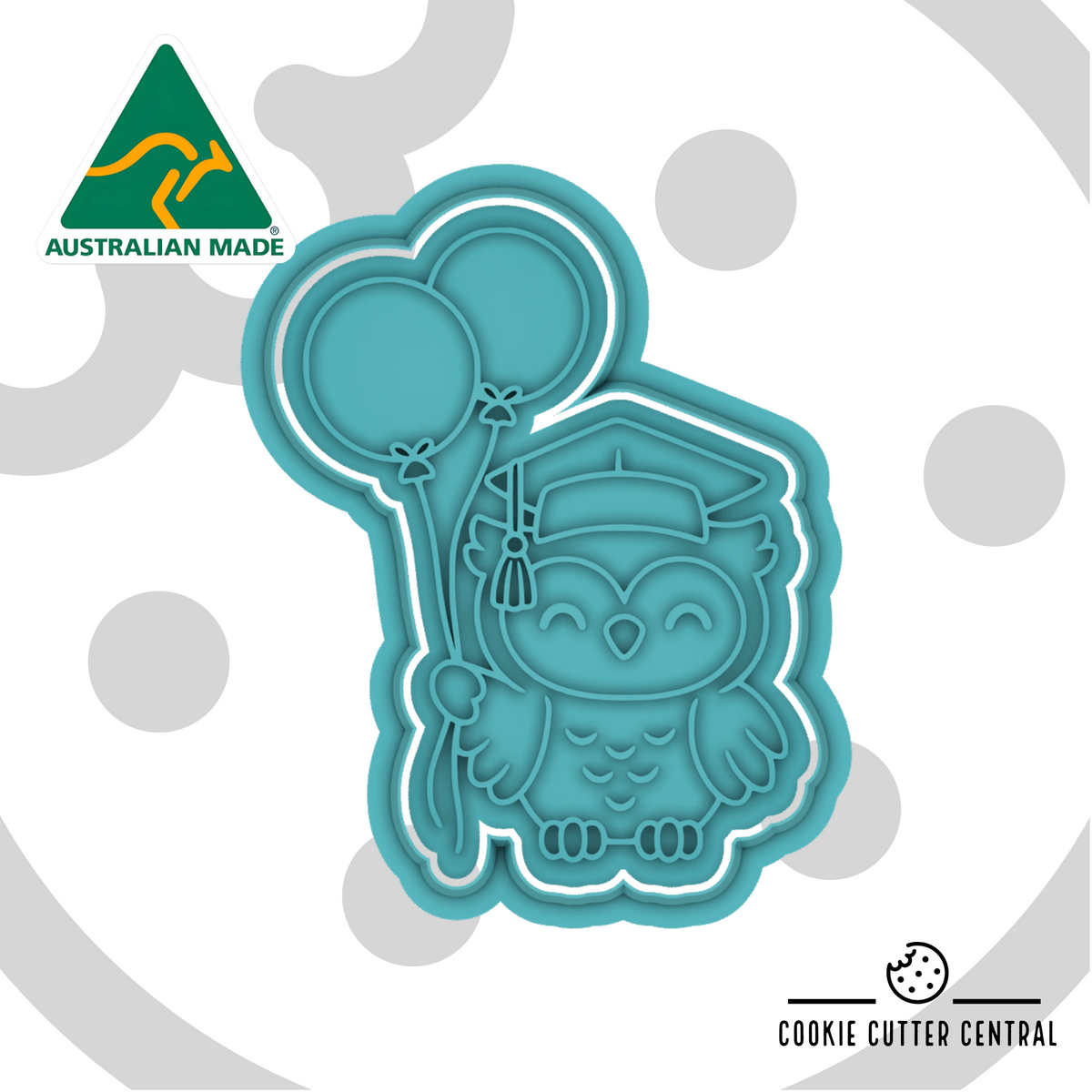 Owl Graduation with Balloons Cookie Cutter and Embosser - 8.3cm x 6.4cm