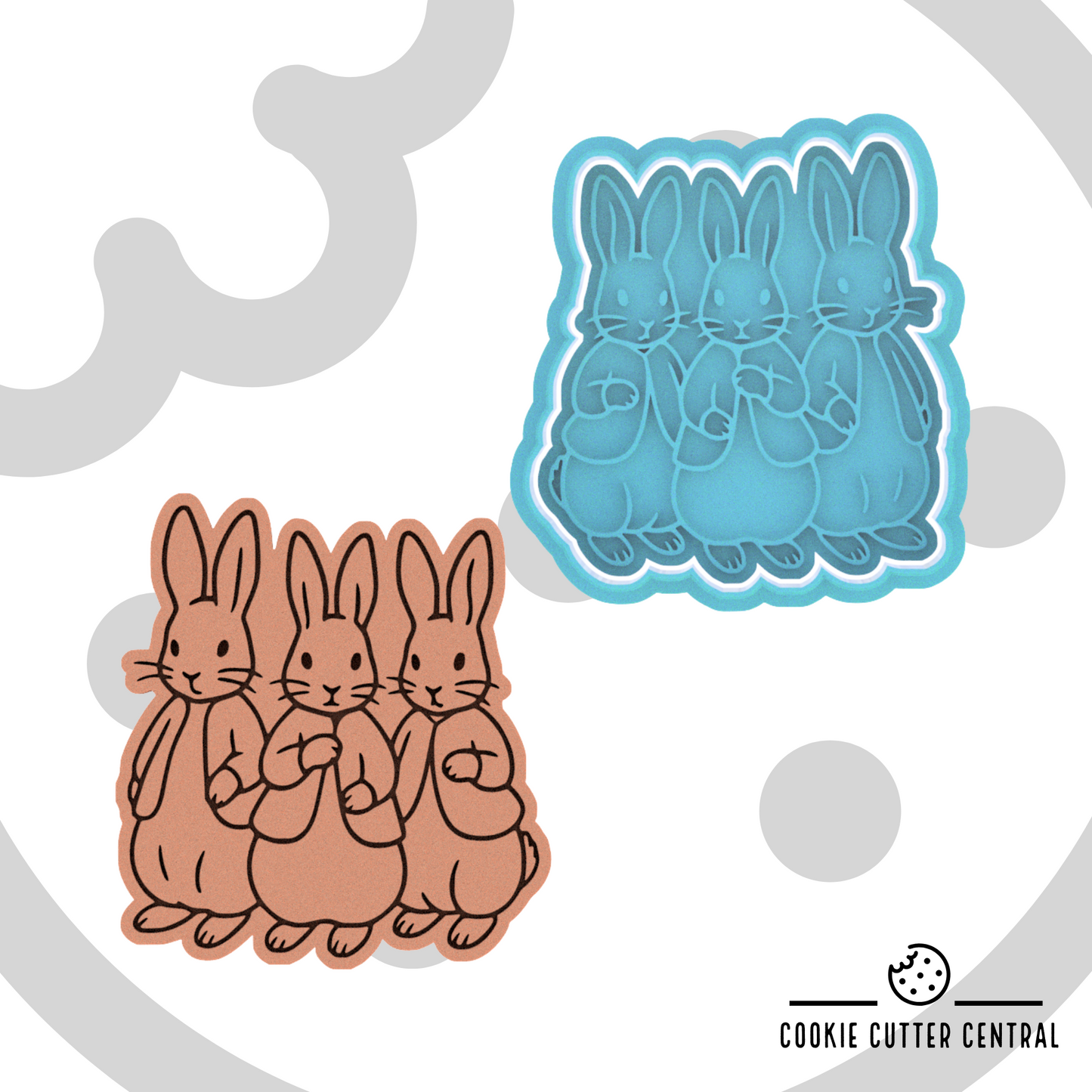 Peter Rabbit - Flopsy, Mopsy and Cottontail Cookie Cutter and Embosser - 7.7cm x 7cm