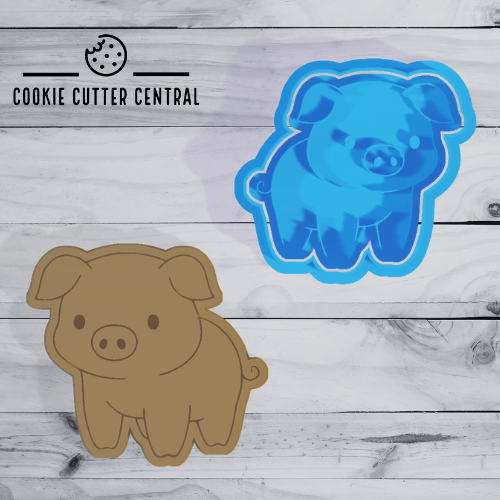 Pig Cookie Cutter and Embosser - 6.6cm x 7.2cm