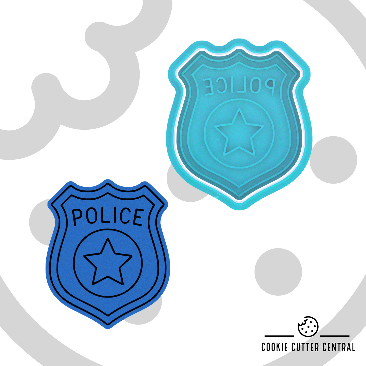 Police Badge Cookie Cutter and Embosser - 7.2cm x 5.9cm