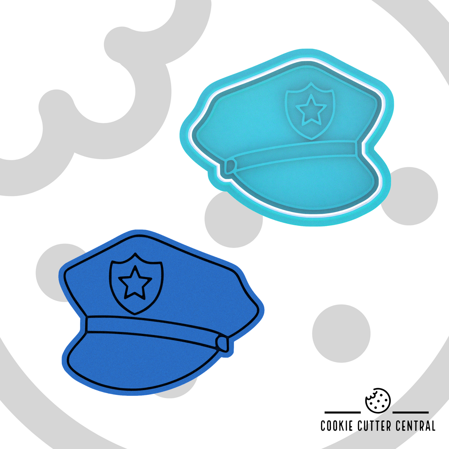 Police Hat Cookie Cutter and Embosser - 6cm x 7.5cm