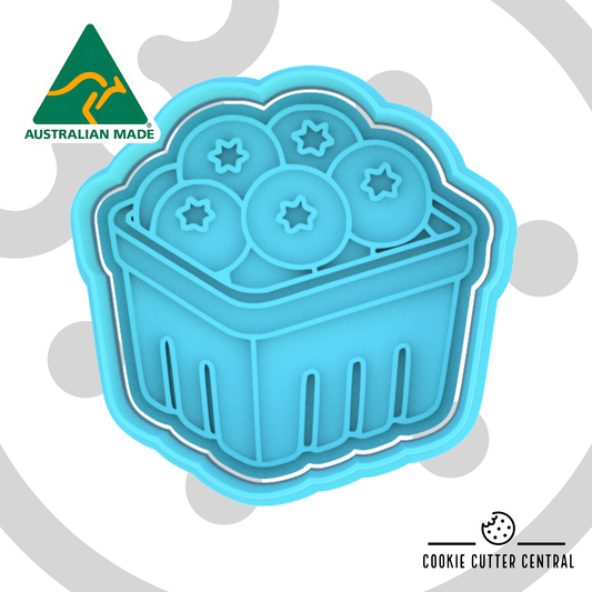 Punnet of Blueberries Cookie Cutter and Embosser - 6.8cm x 6.9cm