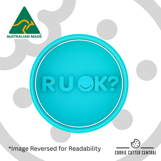 R U OK? - 6.5cm Round Cookie Cutter and Embosser
