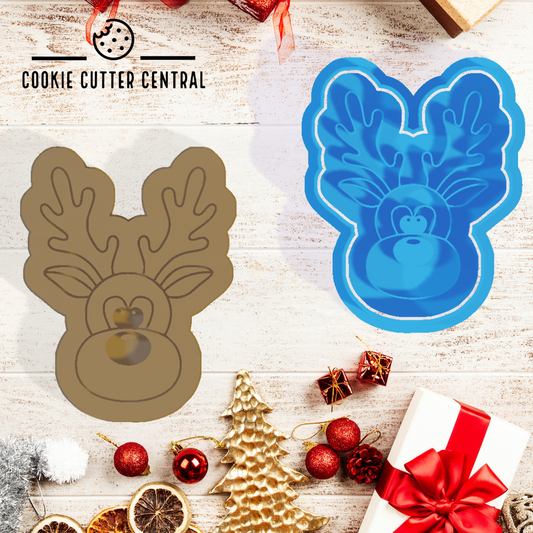 Reindeer Cookie Cutter and Embosser - 7cm x 6.1cm
