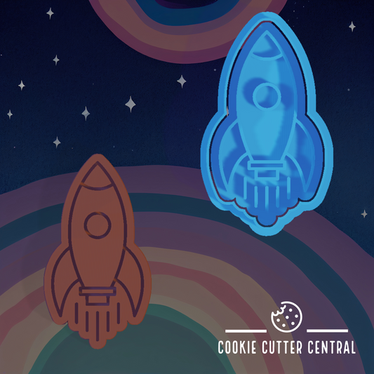 Rocket Cookie Cutter and Embosser - 9.5cm x 5.2cm