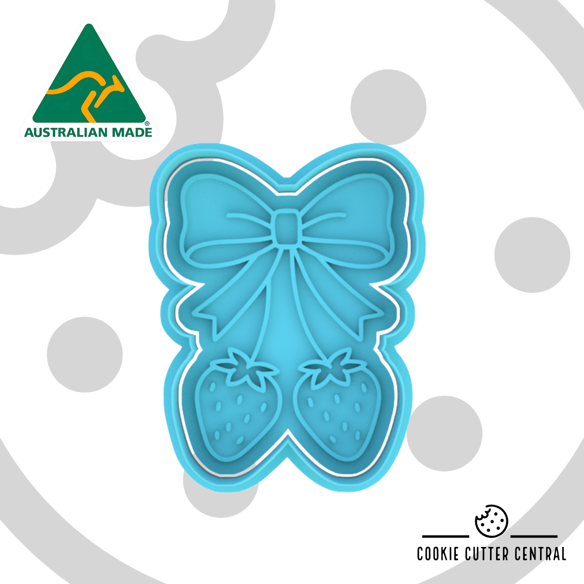 Strawberry with Bow Cookie Cutter and Embosser-8.4cm x 6.5cm.stl