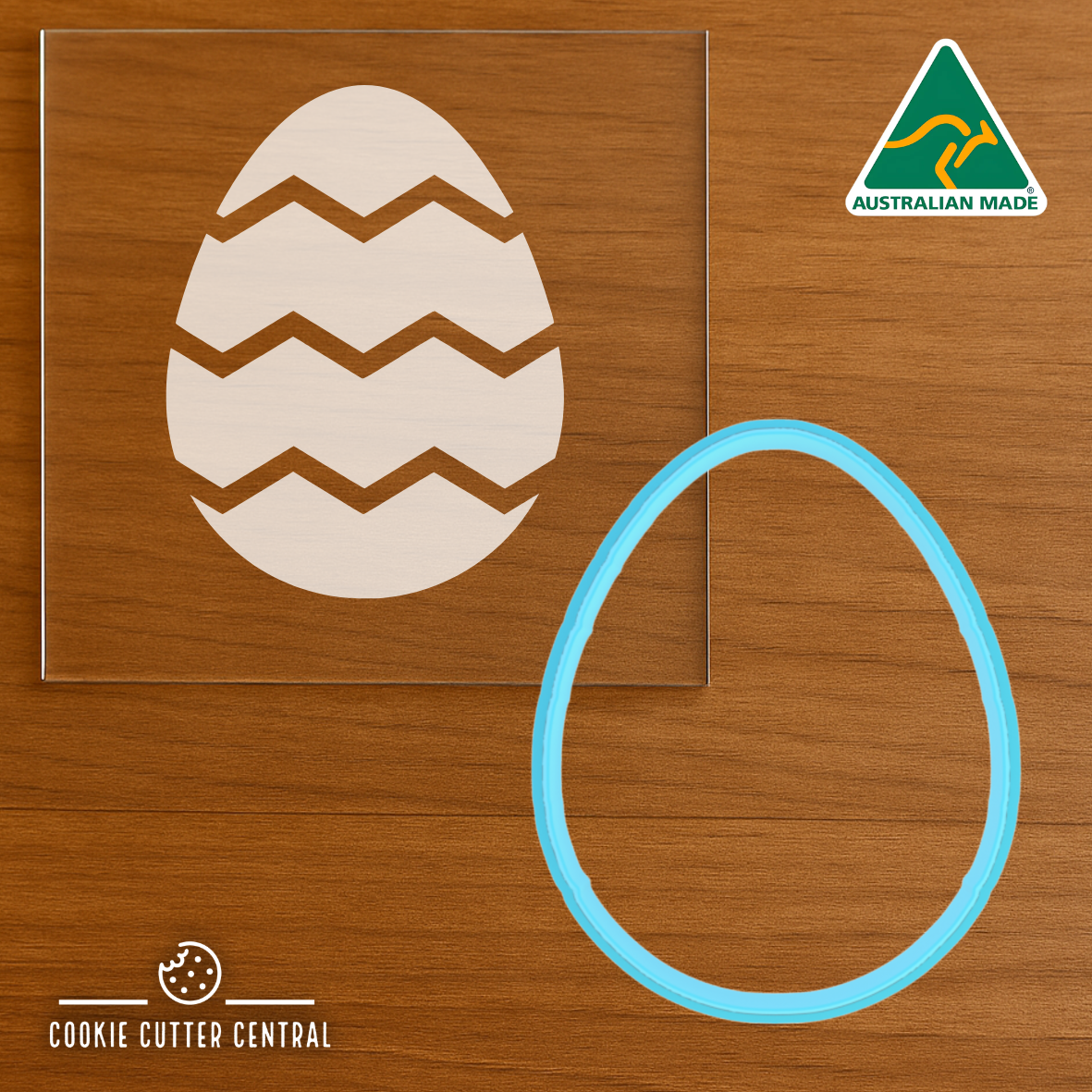 Striped Easter Egg Cookie Cutter and Acrylic Debosser - 7.5cm x 5.9cm