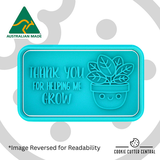 Thank you for Helping Me Grow Cookie Cutter and Embosser - 5cm x 8.9cm