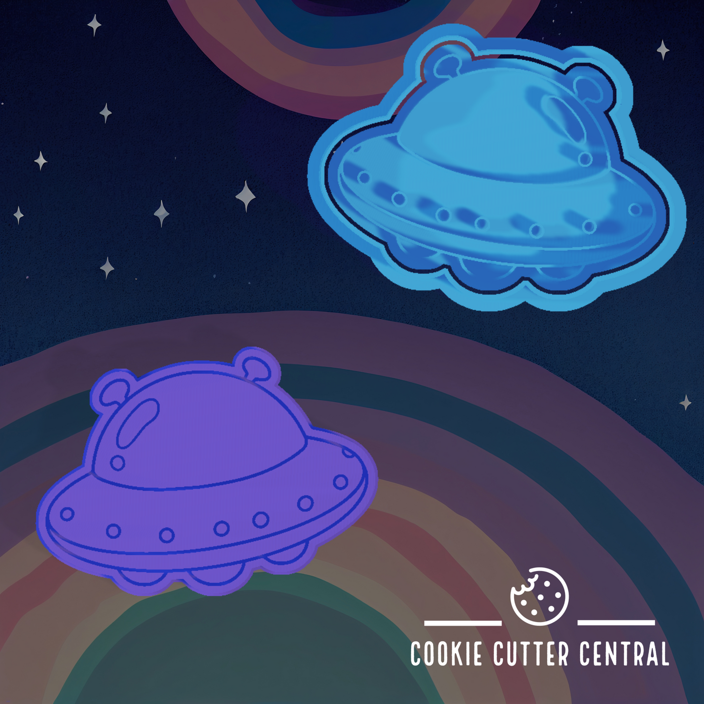 UFO Cookie Cutter and Embosser - 6cm x 8.2cm