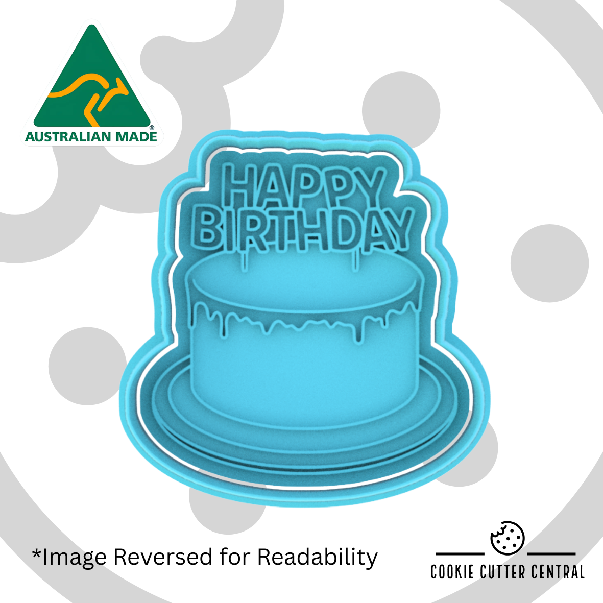 Cake with Happy Birthday Banner Cookie Cutter and Embosser - 7.7cm x 7.5cm