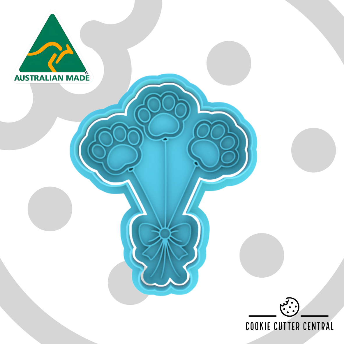 Paw Print Balloons Cookie Cutter and Embosser - 8.7cm x 7.2cm