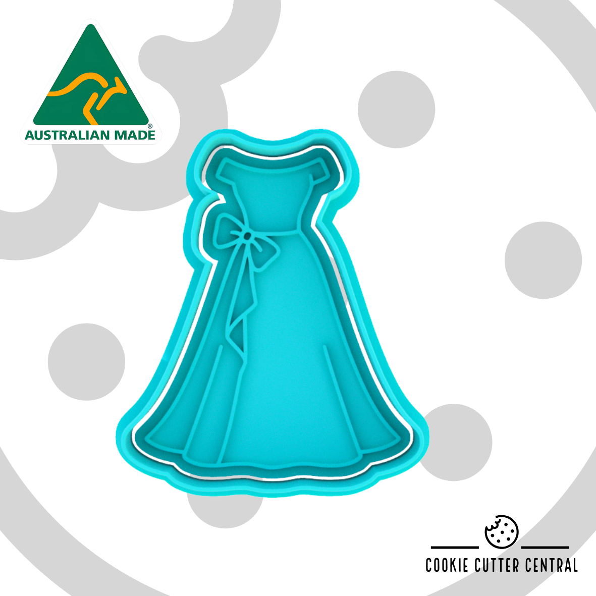 Wedding Dress with Bow Cookie Cutter and Embosser - 8.2cm x 6.9cm