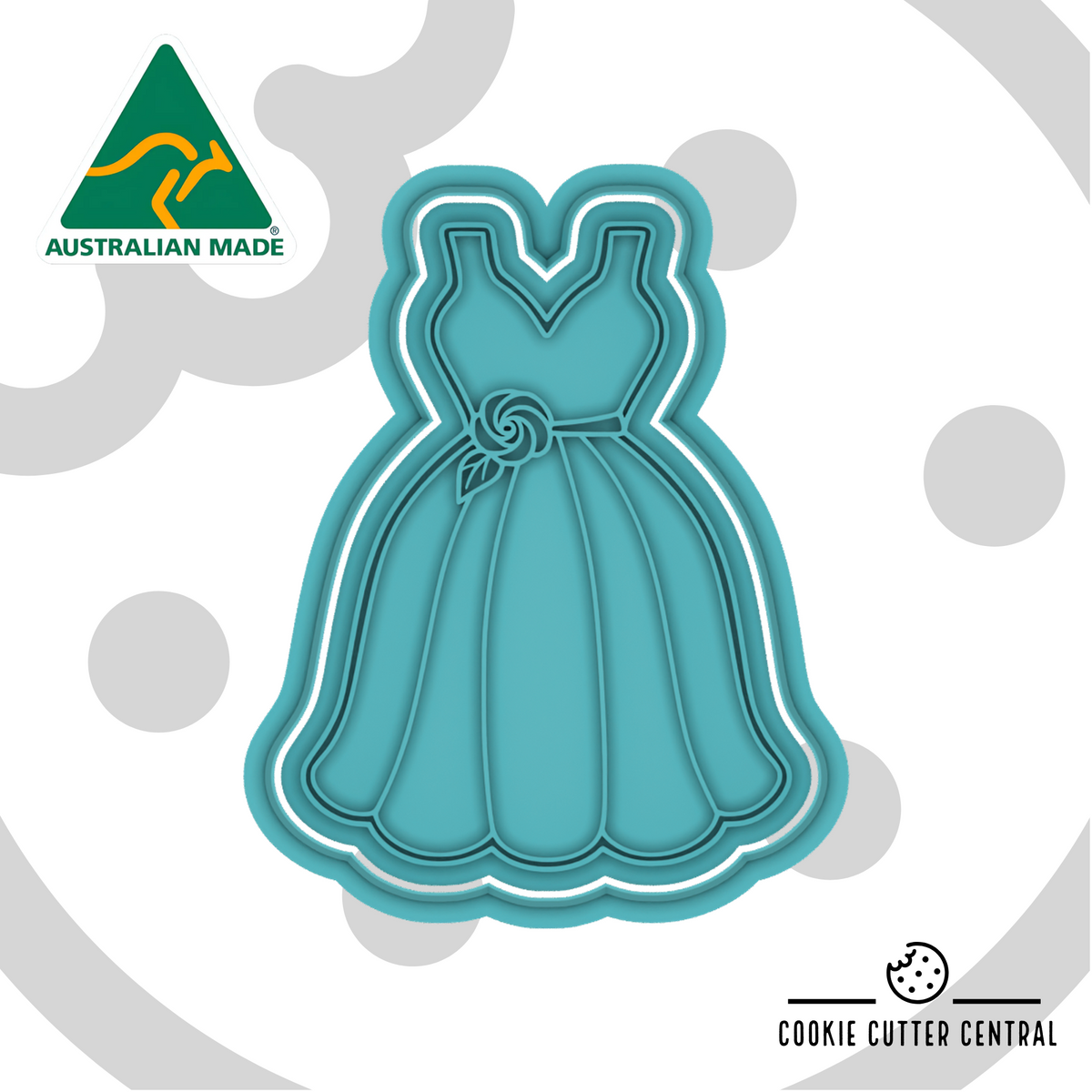 Wedding Dress with Flower Cookie Cutter and Embosser - 9.2cm x 7.1cm