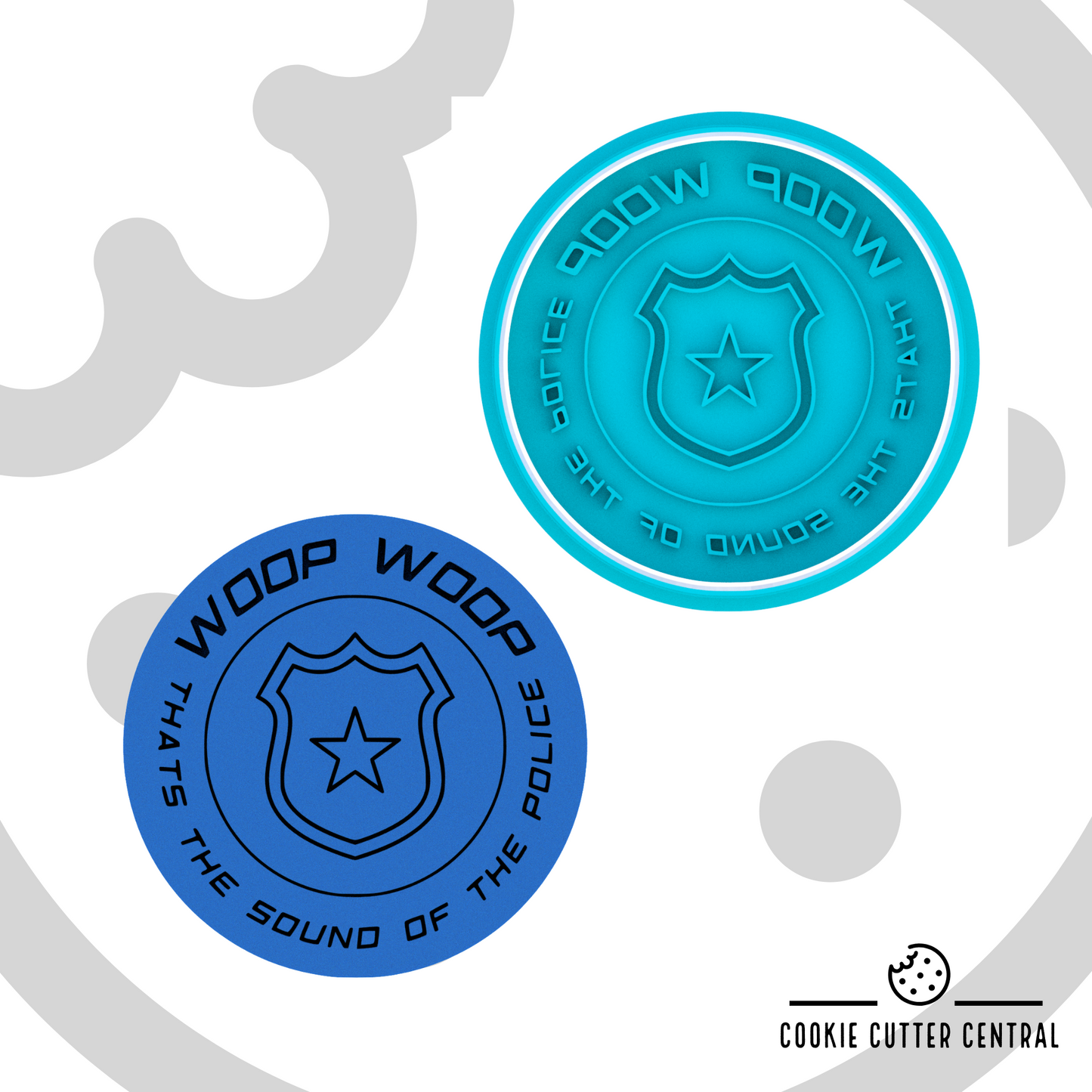 Woop Woop That's The Sound of The Police Cookie Cutter and Embosser - 7.5cm Round