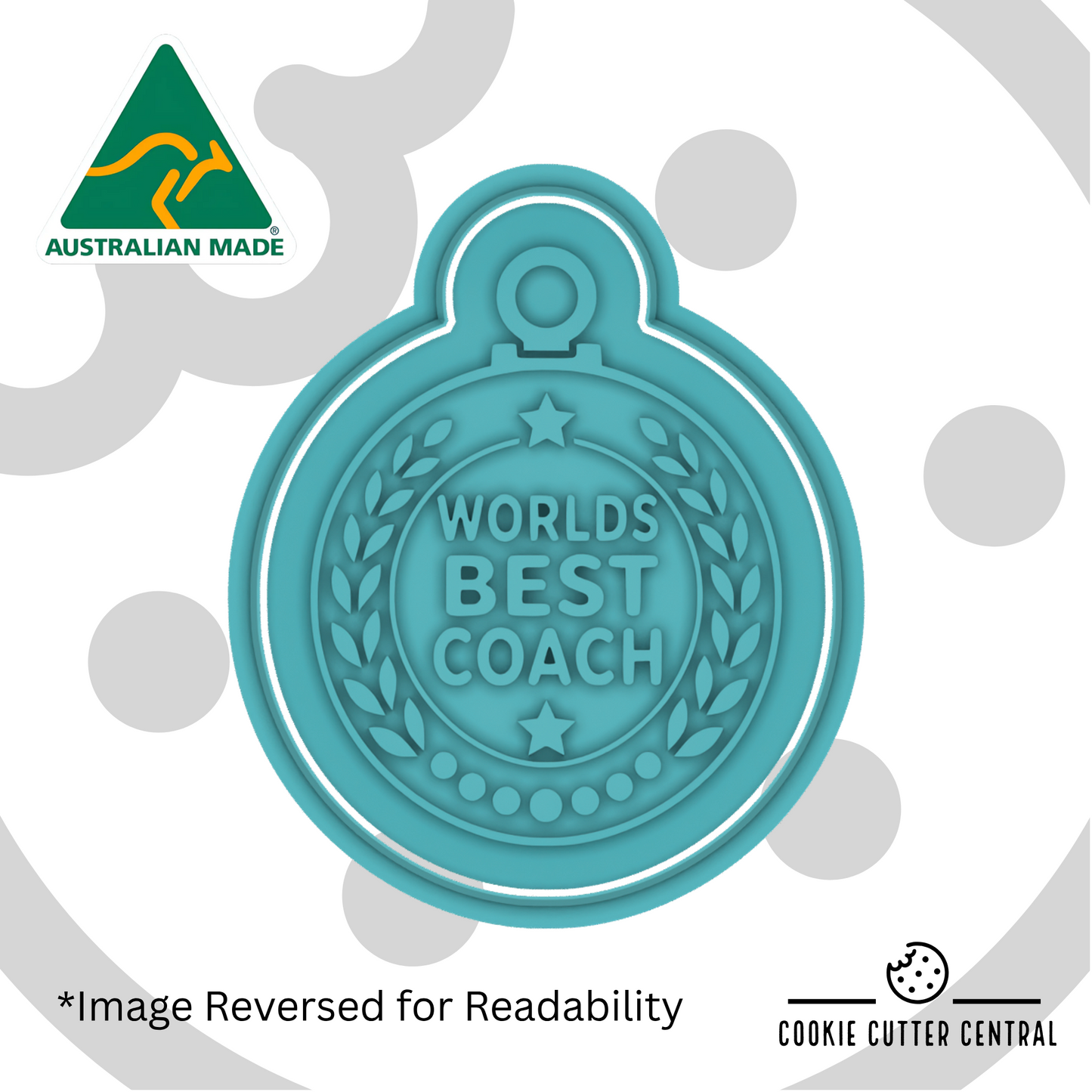 World's Best Coach Medal Cookie Cutter and Embosser - 8.8cm x 7.2cm