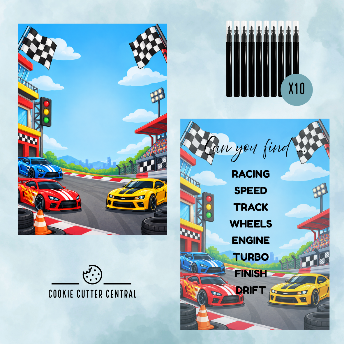 Cars Theme Word Search Cookie Activity Set - Refill pack